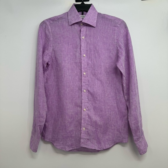 Neros Fumato Positano Men’s S Linen Purple Buttons Down Shirt - Picture 1 of 8
